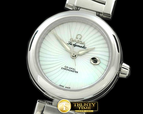 오메가 Deville Ladymatic Mid SS/SS White A2836 -OMG0220C