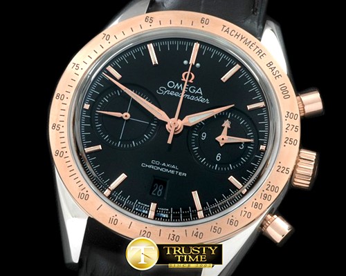 오메가 Speedmaster Moon Watch SS/RG/LE Black Stick A7750 -OMG0357B
