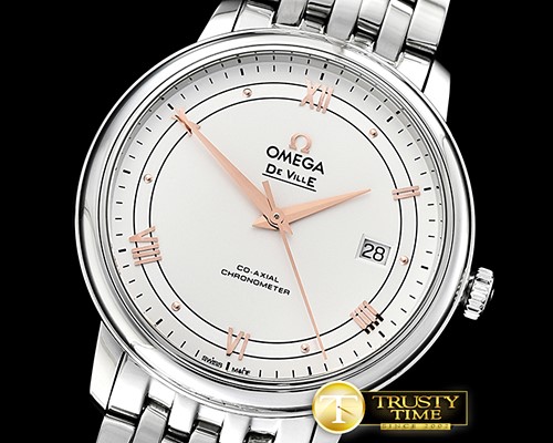 오메가 De Ville Prestige Mens SS/SS White/Rose TWF Asia 2824 -OMG0540C