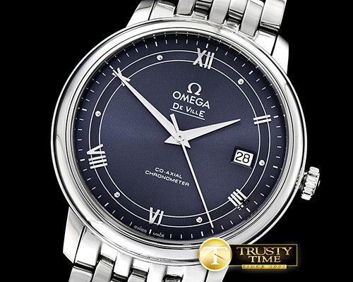 오메가 De Ville Prestige Mens SS/SS Blue TWF Asia 2824 -OMG0540D