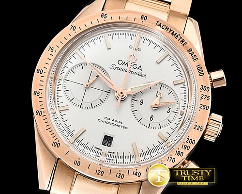 오메가 SpeedMaster 57 CoAxial RG/RG White OMF A7750 9300 -OMG0555A