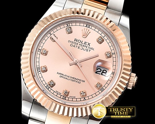 롤렉스 DJ2 41mm Oyst Flt RG/SS Rose Gold Diams BP A3136 Mod -R2DJ0205J