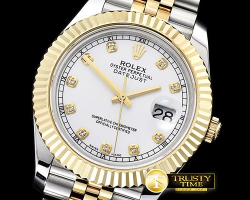 롤렉스 DJ2 41mm Jub Flt YG/SS White Diams BP Swiss 2836 -R2DJ0220E