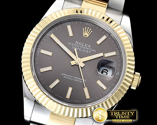 롤렉스 DJ2 41mm Oyt Flt YG/SS Grey Stk BP Asia 2813 -R2DJ0238C
