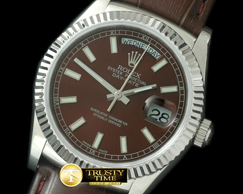 롤렉스 DayDate Fluted Brown SS/LE Asian 2813 -RDD0188B