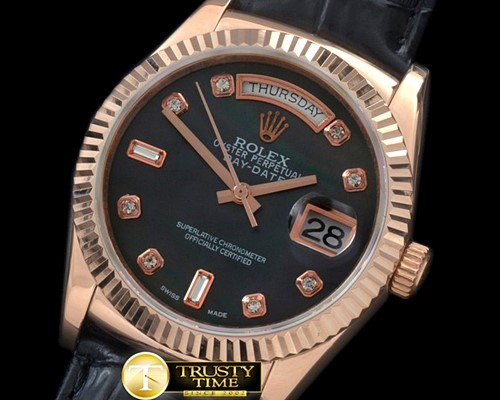 롤렉스 DayDate Fluted MBlack Diam RG/LE Asian 2813 -RDD0192F