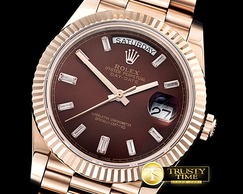 롤렉스 DayDate 40mm Flt RG/RG Brown Baug. Diam BP A2836 -RDD0210D