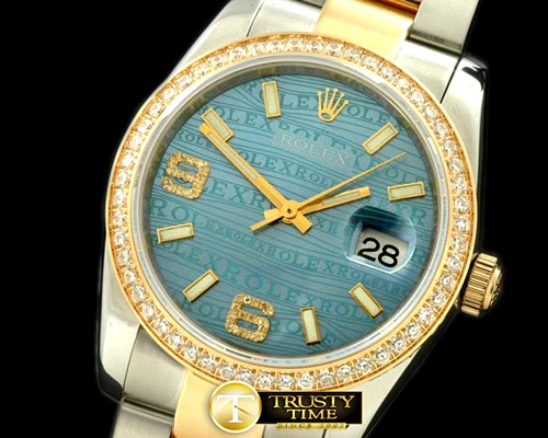 롤렉스 SS/YG TT Blue Asian Eta 2836/3135Real Diamond -RDJ0212B