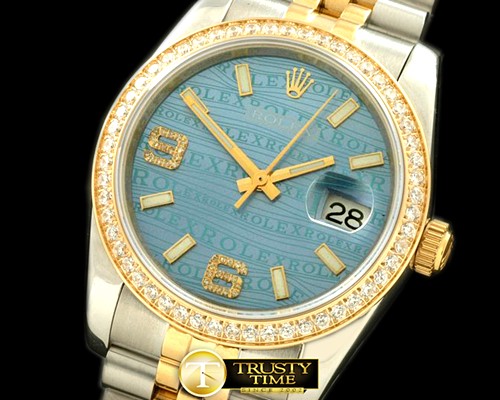 롤렉스 SS/YG TT Blue Swiss Eta 2836/3135Real Diamond -RDJ0215I