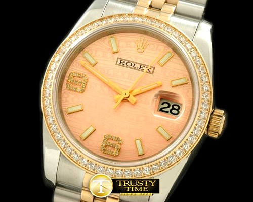 롤렉스 SS/YG TT Salmon Asian Eta 2836/3135Real Diamond -RDJ0216G