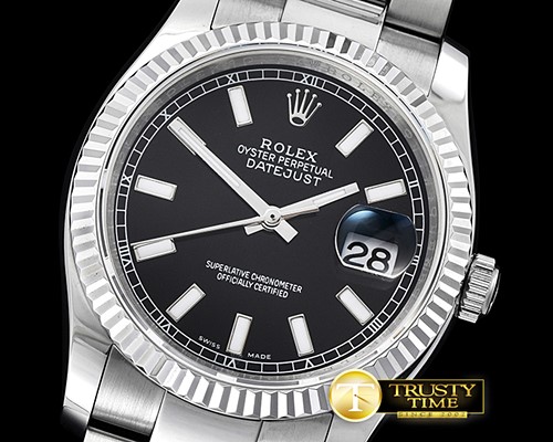 롤렉스 DJ 36mm Oyst Flt SS/SS Black Thick Lume BP A3135 Mod -RDJ0292A
