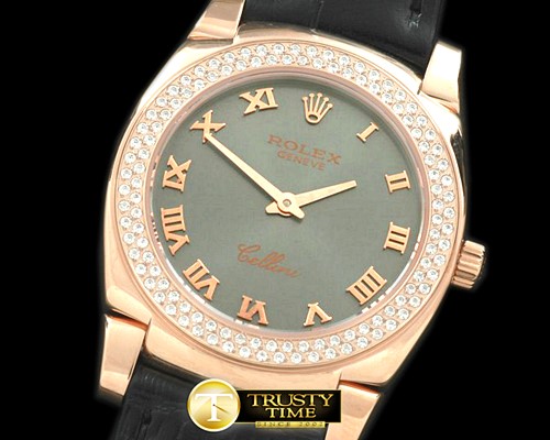 롤렉스 Ladies Cellini RG/LE/Diam Grey Swiss Qtz -ROLCEL045H