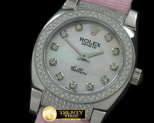 롤렉스 Ladies Mini Cellini SS/LE MOP Pink Diam Swiss Qtz -ROLCEL046B