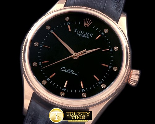 롤렉스 2014 Cellini Time RG/LE Black Asia 2824 -ROLCEL061A