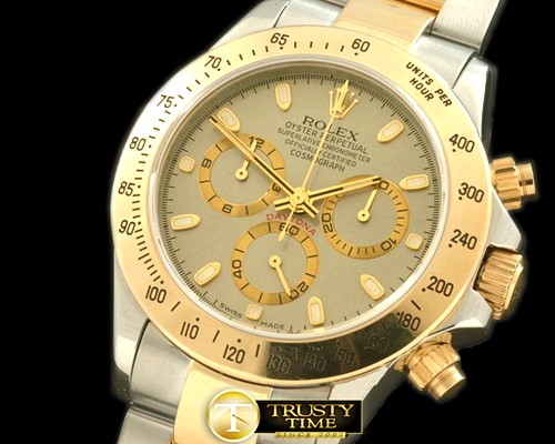 롤렉스 Daytona 116523 YG/SS Grey Stick A7750 Sec@6 -ROLDYT0111D