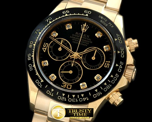 롤렉스 Daytona 116528 YG/YG Black Diam A7750 Sec@6 -ROLDYT0138B