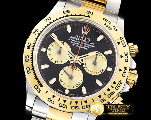롤렉스 Daytona 116523 YG/SS Blk/Gold Stk OMF A7750 Mod -ROLDYT0242I