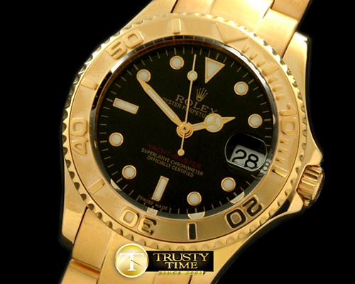 롤렉스 Yachtmaster Mid YG Black Swiss Eta 2836/3135 -ROLYM047B