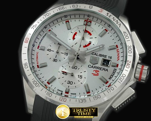 태그호이어 Carrera 16 Senna Ed Chrono SS/RU White Jap OS20 Qtz -TAG0274A