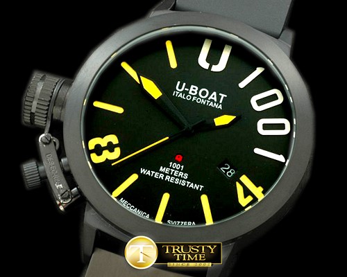 U-BOAT Classico U1001 PVD/RU Blk/Ylw Asian 2813 21J -UB024B