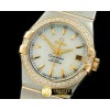 오메가 Double Eagle Midsize Auto SS/YG/Diam White Stk A2813 -OMG0217E