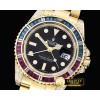 롤렉스 GMT II Red/Blue Rubies YG/YG Blk BP A3186 Mod -ROLGMT119A